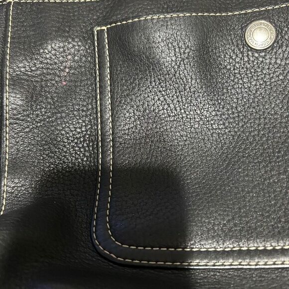 Coach Chelsea Tote Shoulder Bag Womens Medium Black Pebbled Leather Double Strap - Picture 12 of 15